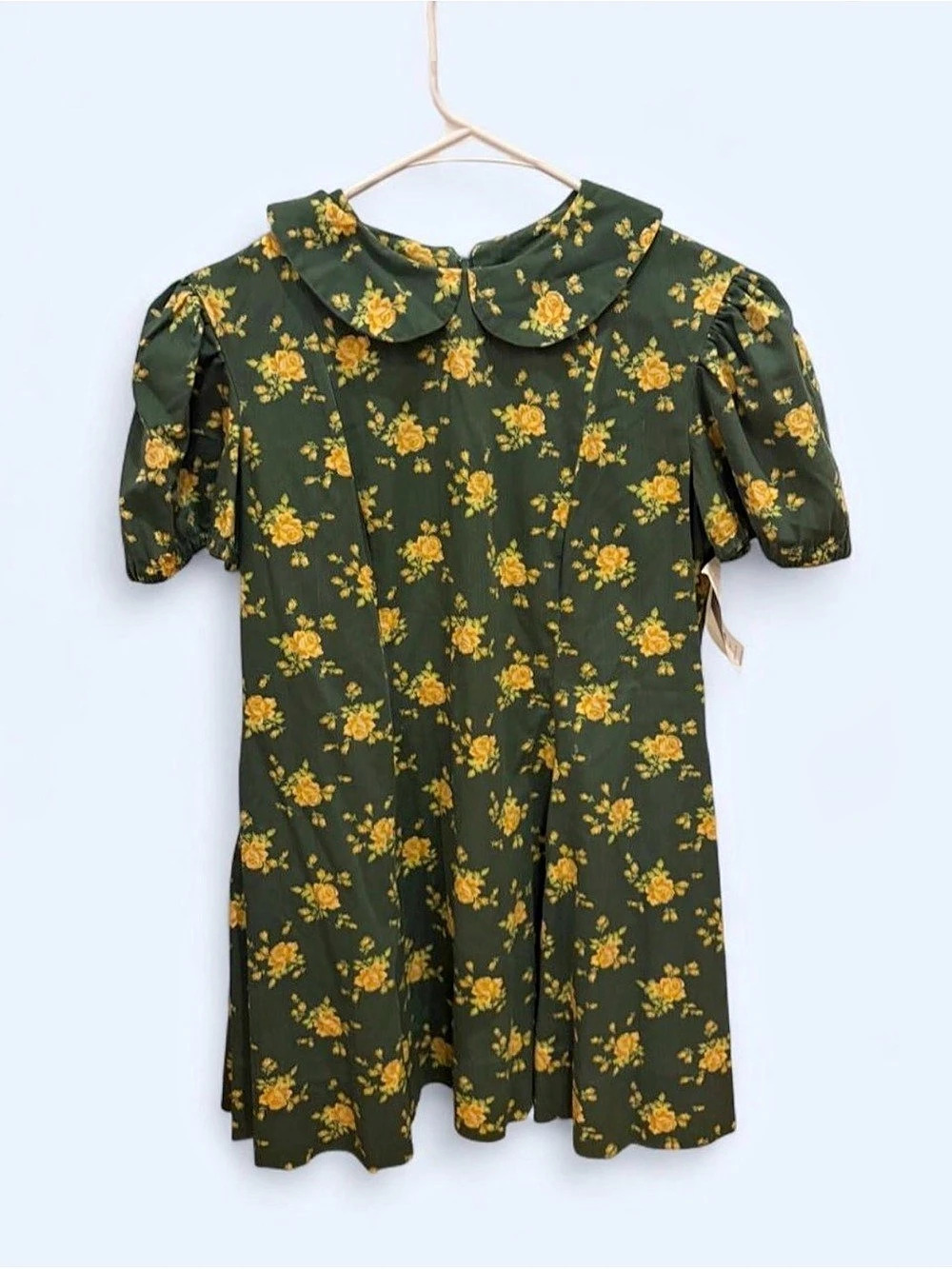 True Vintage Floral Mini Dress in Green & Yellow Like New